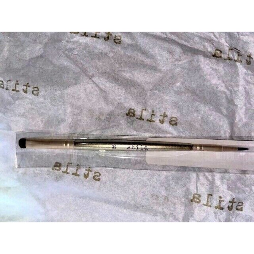 Stila # 28 Gold Dual Ended Make up Smudge and Line Brush Brand New
